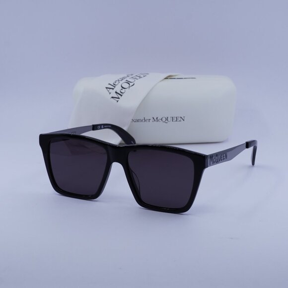Alexander McQueen AM0352S 001 Square Sunglasses - Black/Grey - Picture 1 of 11